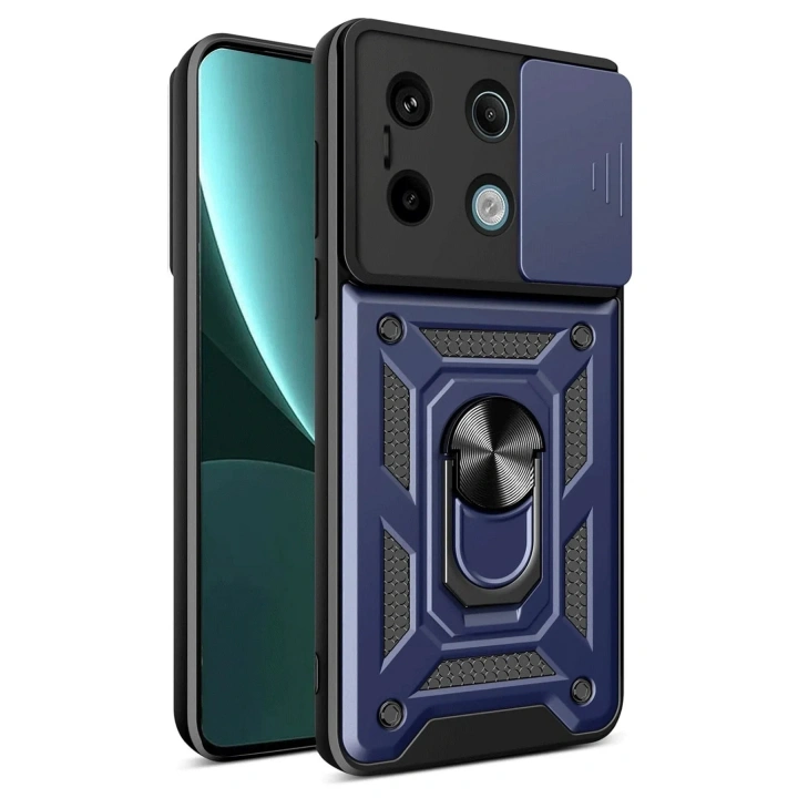 Mey İthalat®   Redmi Note 13 Pro 4G Pars Lens Yüzüklü Silikon - Lacivert