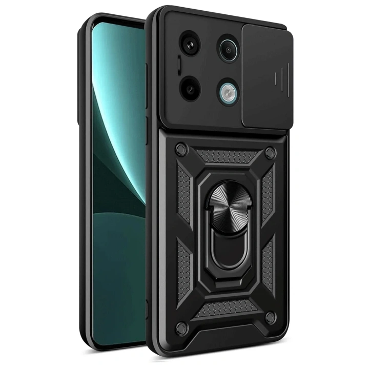 Mey İthalat®   Redmi Note 13 Pro 4G Pars Lens Yüzüklü Silikon - Siyah
