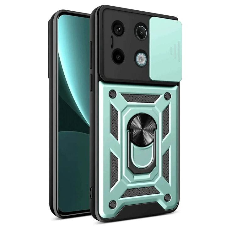 Mey İthalat®   Redmi Note 13 Pro 4G Pars Lens Yüzüklü Silikon - Yeşil