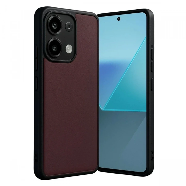 Mey İthalat®   Redmi Note 13 Pro 5G Kılıf Aras Deri Kapak - Bordo