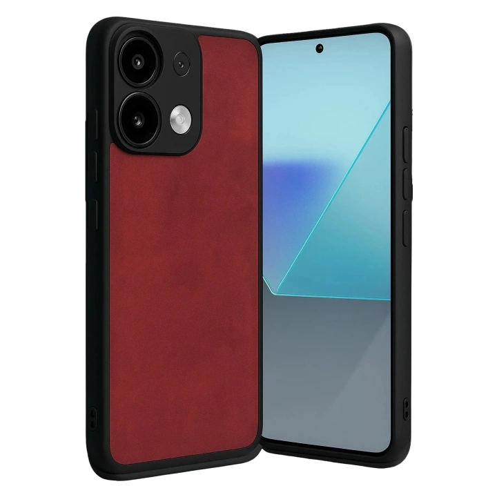 Mey İthalat®   Redmi Note 13 Pro 5G Kılıf Aras Deri Kapak - Kırmızı