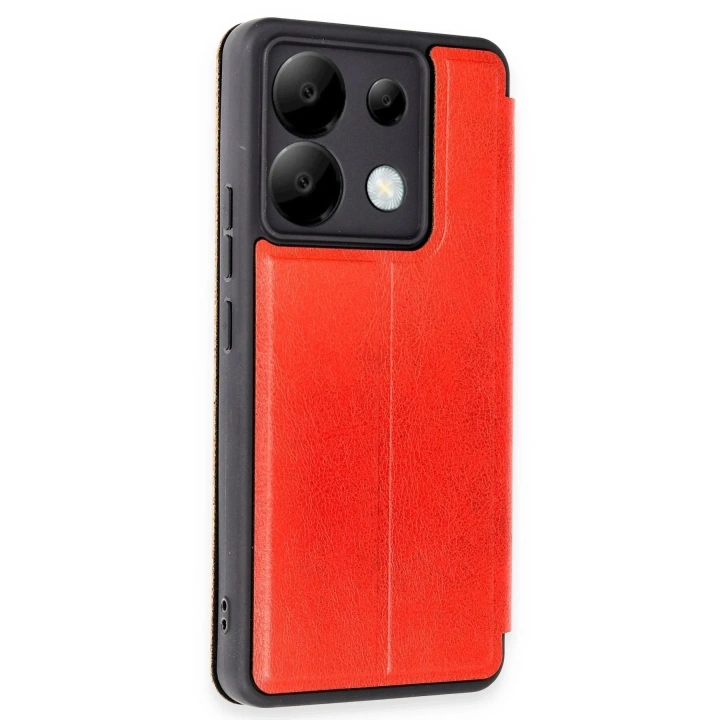 Mey İthalat®   Redmi Note 13 Pro 5G Kılıf Flip Cover - Kırmızı