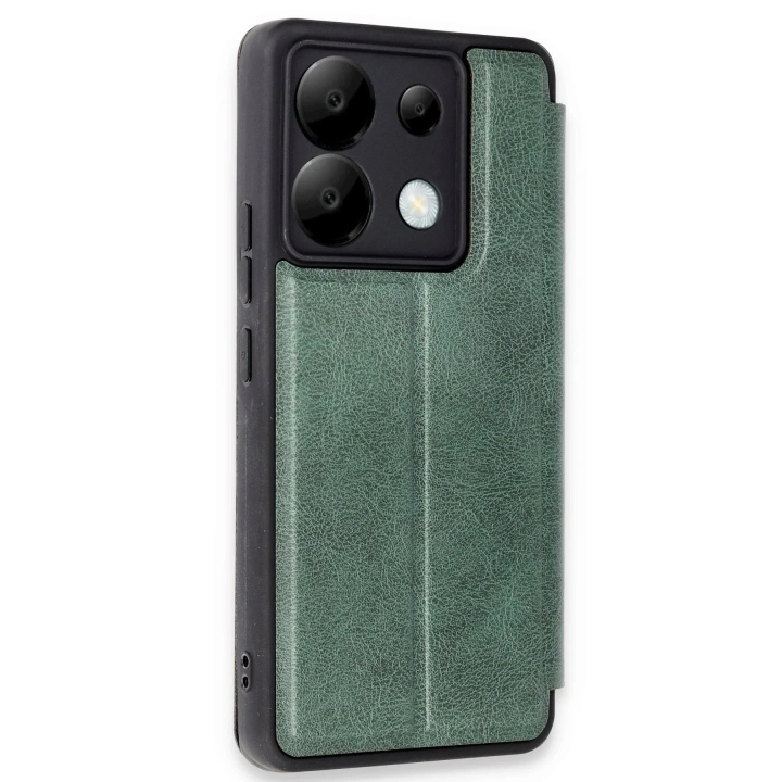 Mey İthalat®   Redmi Note 13 Pro 5G Kılıf Flip Cover - Koyu Yeşil
