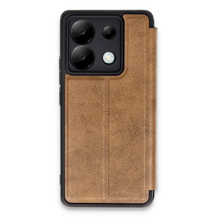 Mey İthalat®   Redmi Note 13 Pro 5G Kılıf Flip Cover - Taba