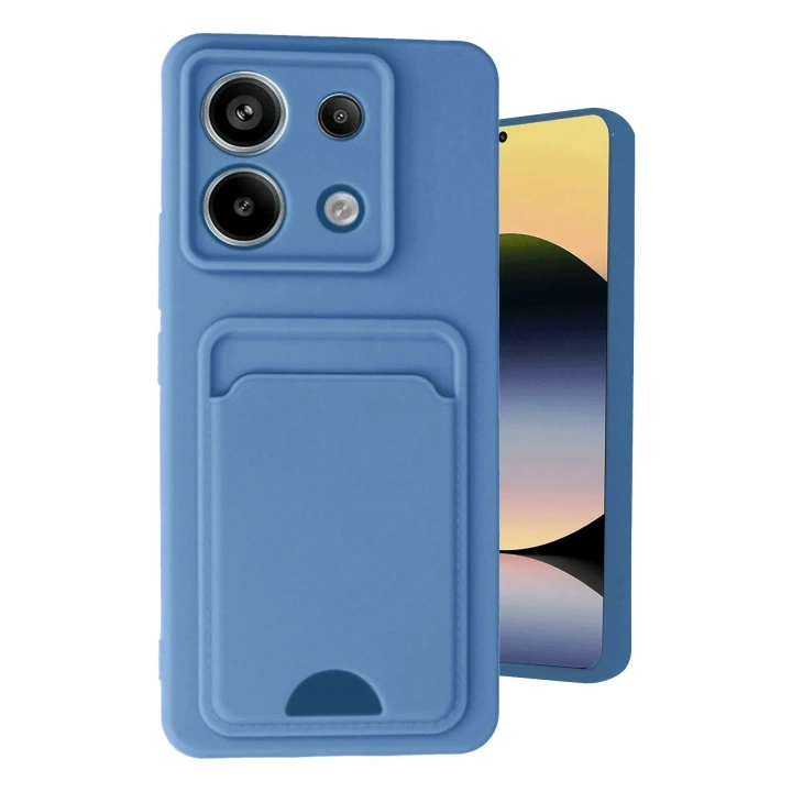 Mey İthalat®   Redmi Note 13 Pro 5G Kılıf Kelvin Kartvizitli Silikon - Mavi