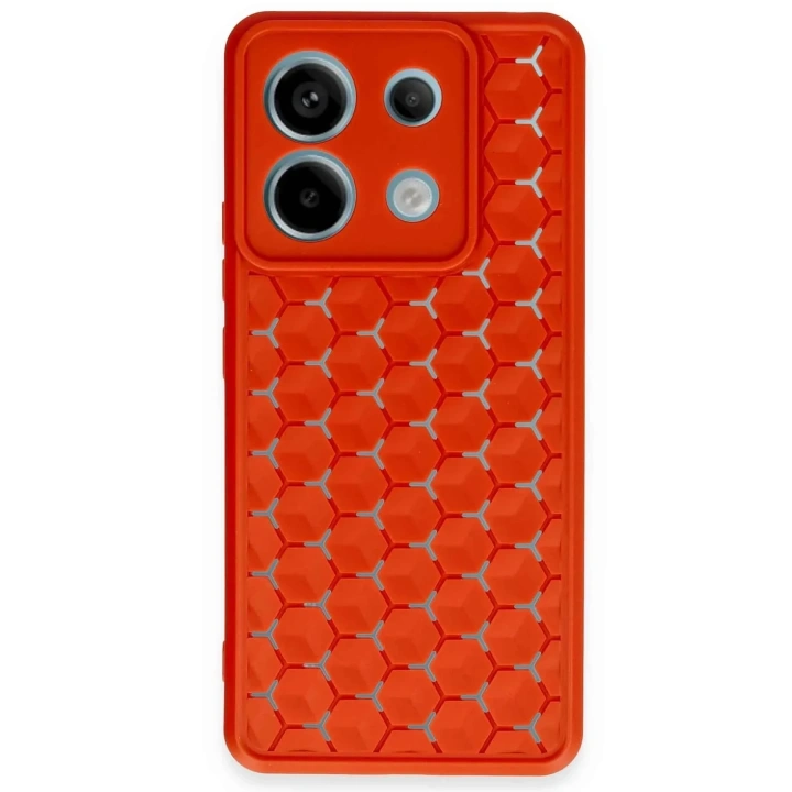 Mey İthalat®   Redmi Note 13 Pro 5G Kılıf Petek Silikon Kapak - Kırmızı