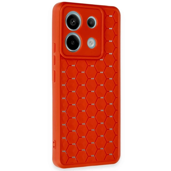 Mey İthalat®   Redmi Note 13 Pro 5G Kılıf Petek Silikon Kapak - Kırmızı