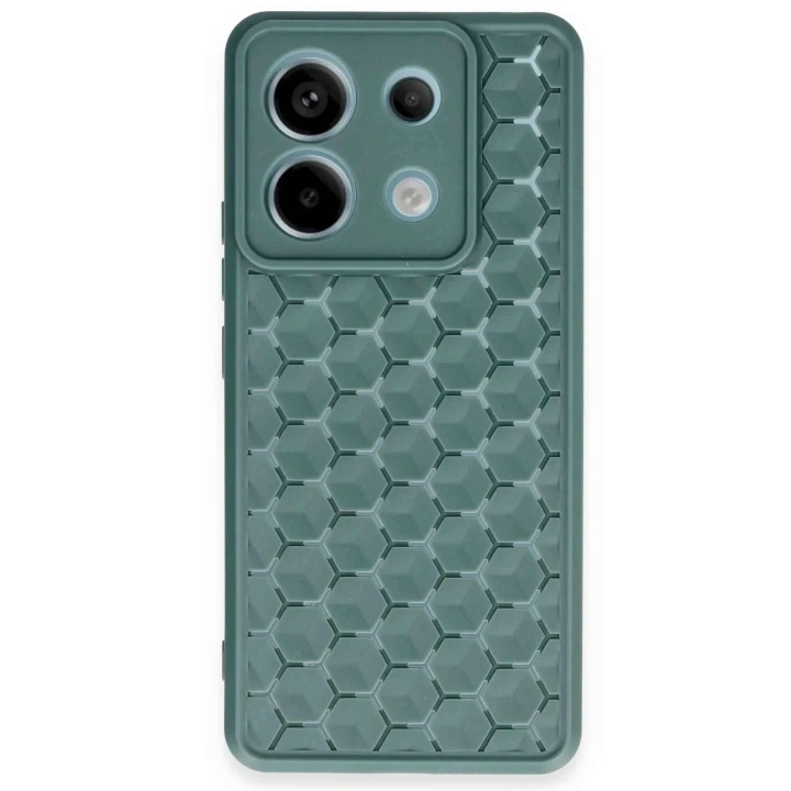 Mey İthalat®   Redmi Note 13 Pro 5G Kılıf Petek Silikon Kapak - Koyu Yeşil