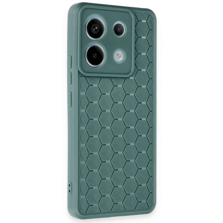 Mey İthalat®   Redmi Note 13 Pro 5G Kılıf Petek Silikon Kapak - Koyu Yeşil