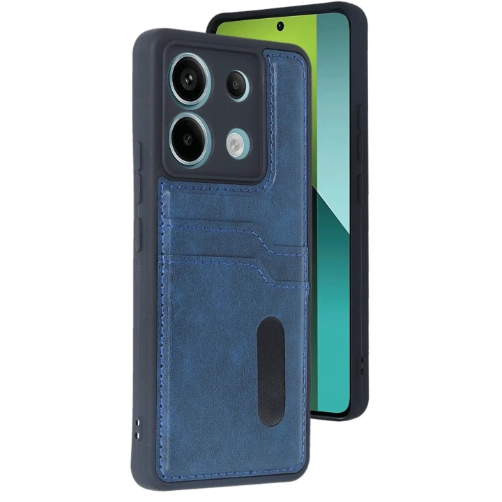 Mey İthalat®   Redmi Note 13 Pro 5G Kılıf Sara Kartvizitli Deri Kılıf - Lacivert