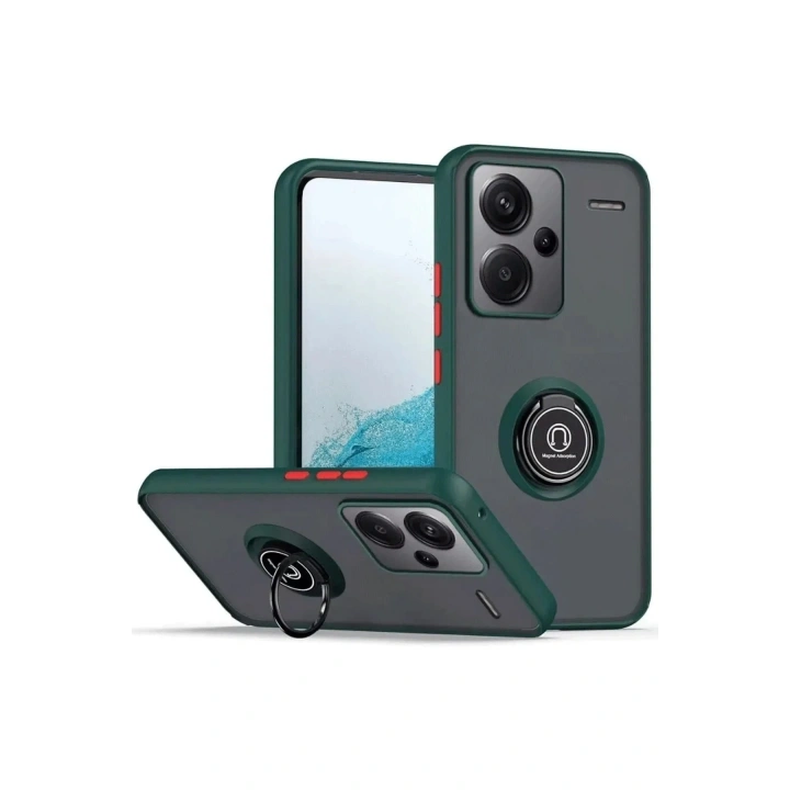 Mey İthalat®   Redmi Note 13 Pro Plus Kılıf Montreal Yüzüklü Silikon Kapak - Yeşil