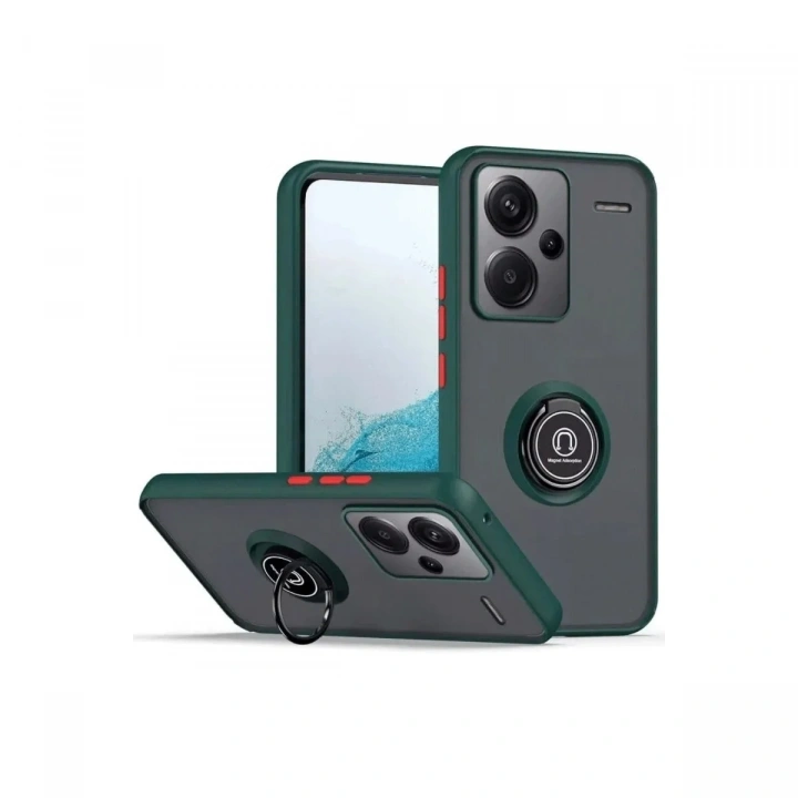 Mey İthalat®   Redmi Note 13 Pro Plus Kılıf Montreal Yüzüklü Silikon Kapak - Yeşil