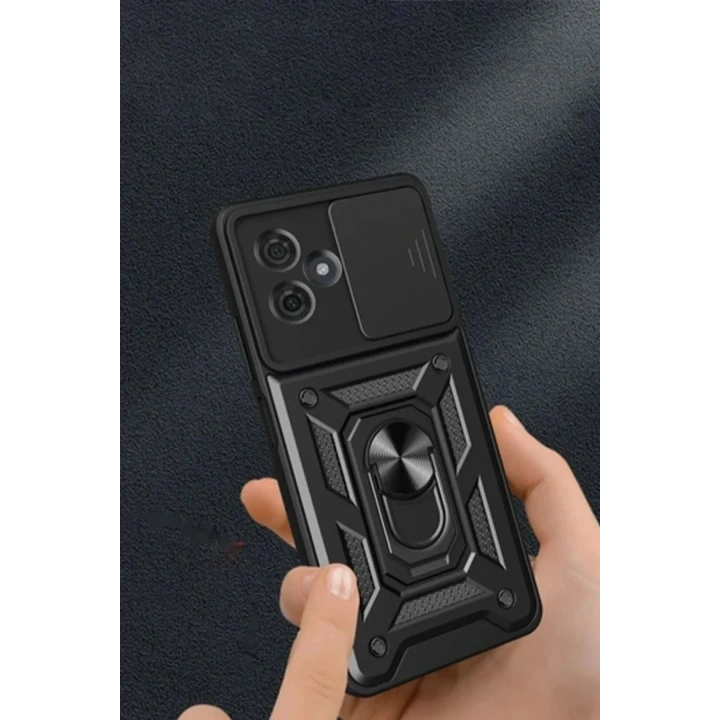 Mey İthalat®   Redmi Note 13 Pro Plus Kılıf Pars Lens Yüzüklü Silikon - Kırmızı