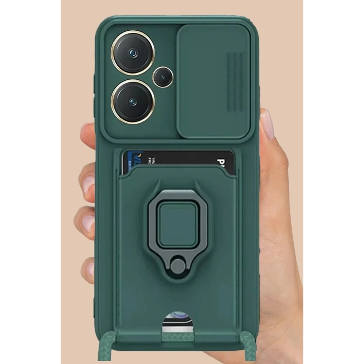 Mey İthalat®   Redmi Note 13 Pro Plus Kılıf Zuma Kartvizitli Yüzüklü Silikon - Pembe
