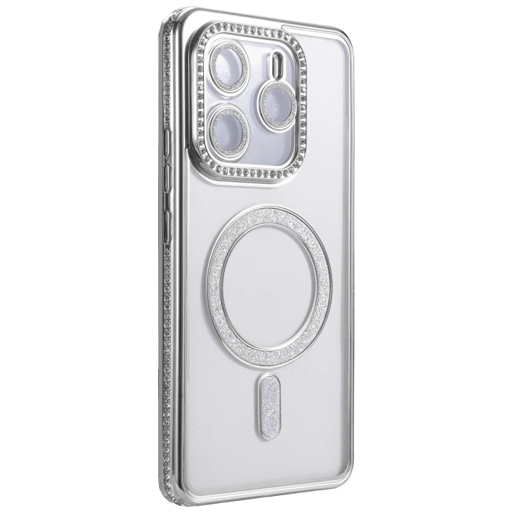 Mey İthalat®   Redmi Note 14 4G Joke Simli Magneticsafe Kılıf - Gümüş