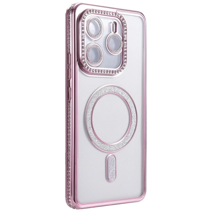Mey İthalat®   Redmi Note 14 4G Joke Simli Magneticsafe Kılıf - Pembe