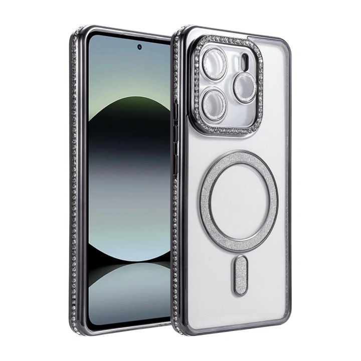 Mey İthalat®   Redmi Note 14 4G Joke Simli Magneticsafe Kılıf - Siyah