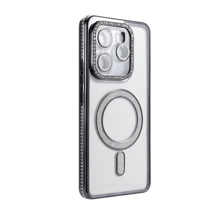 Mey İthalat®   Redmi Note 14 4G Joke Simli Magneticsafe Kılıf - Siyah