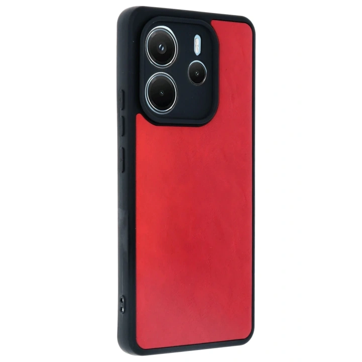 Mey İthalat®   Redmi Note 14 4G Kılıf Aras Deri Kapak - Kırmızı