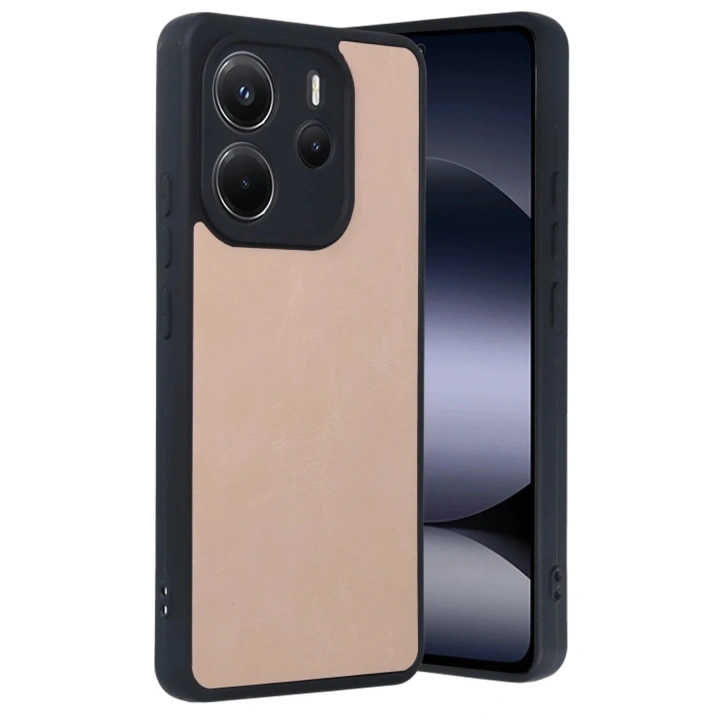 Mey İthalat®   Redmi Note 14 4G Kılıf Aras Deri Kapak - Pudra