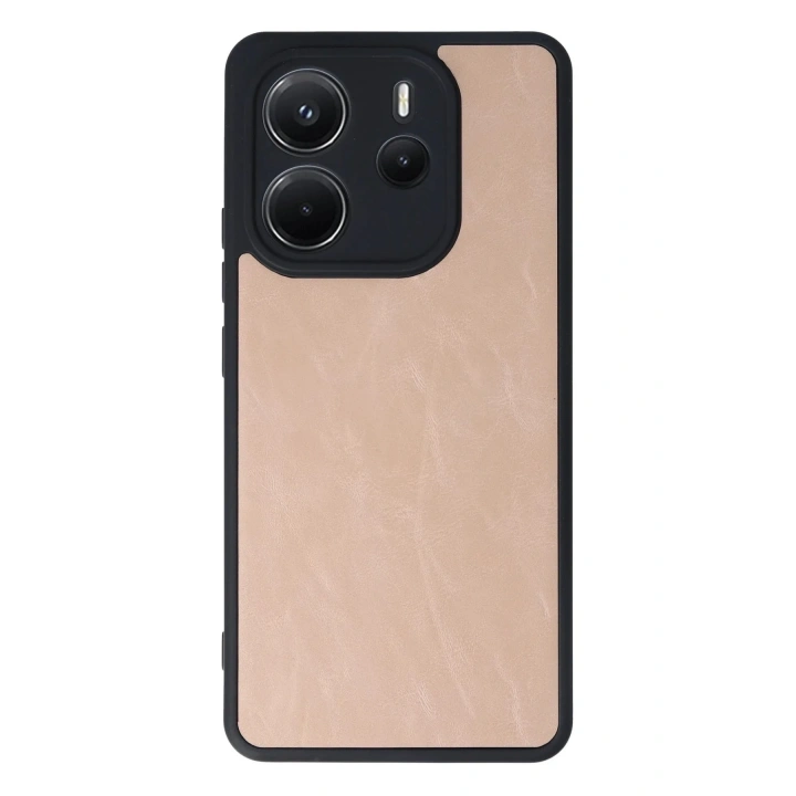 Mey İthalat®   Redmi Note 14 4G Kılıf Aras Deri Kapak - Pudra