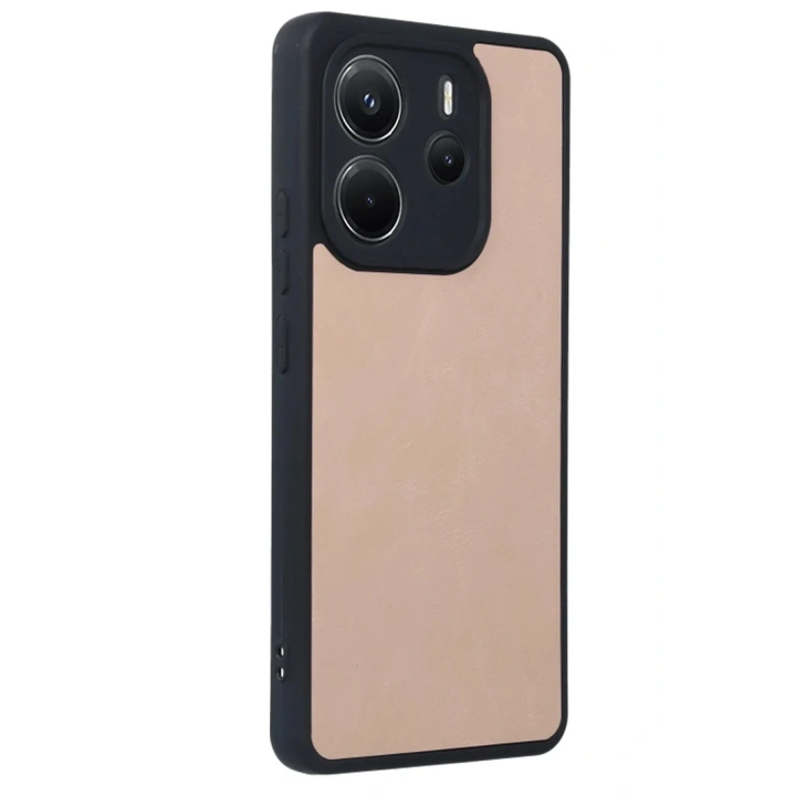Mey İthalat®   Redmi Note 14 4G Kılıf Aras Deri Kapak - Pudra