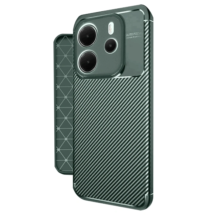 Mey İthalat®   Redmi Note 14 4G Kılıf Auto Focus Karbon Kapak - Koyu Yeşil