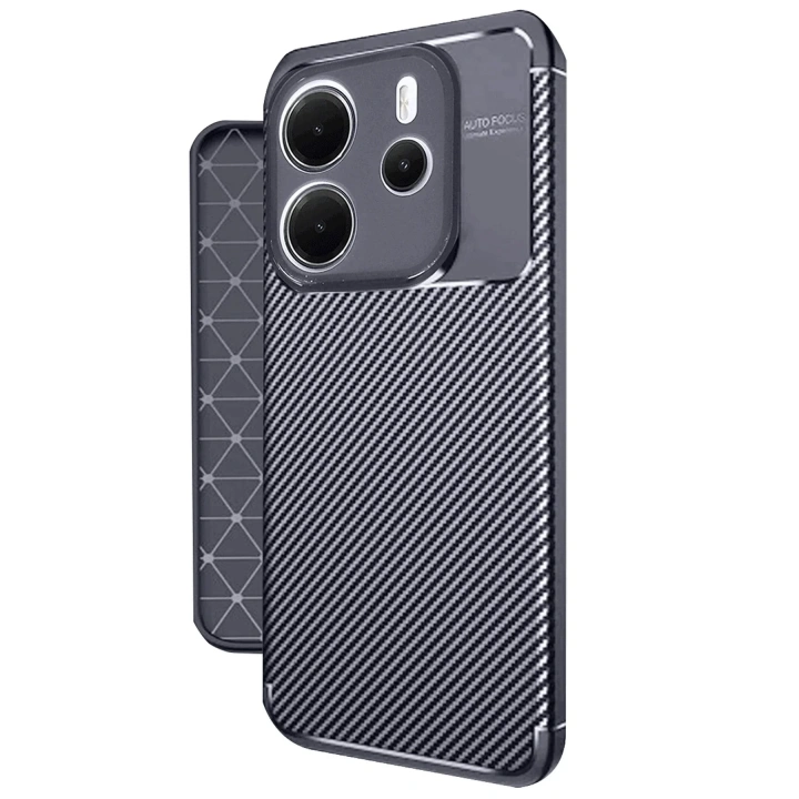 Mey İthalat®   Redmi Note 14 4G Kılıf Auto Focus Karbon Kapak - Lacivert
