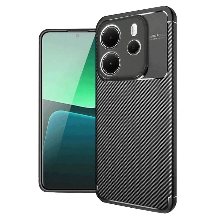 Mey İthalat®   Redmi Note 14 4G Kılıf Auto Focus Karbon Kapak - Siyah