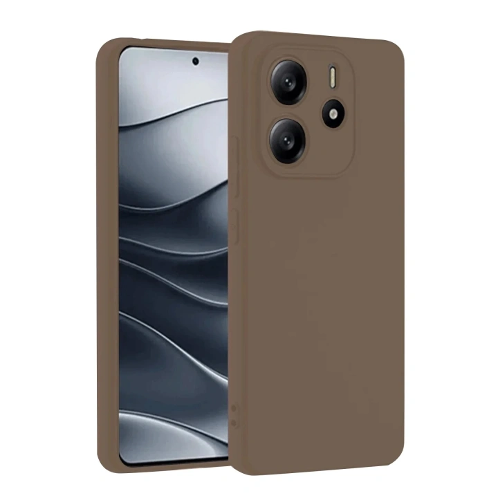 Mey İthalat®   Redmi Note 14 4G Kılıf First Silikon - Kahverengi