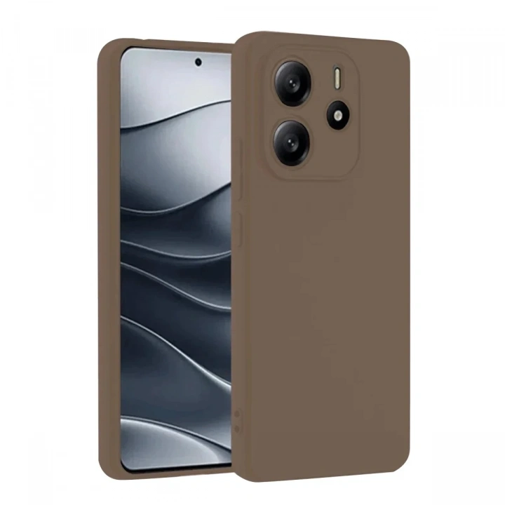 Mey İthalat®   Redmi Note 14 4G Kılıf First Silikon - Kahverengi