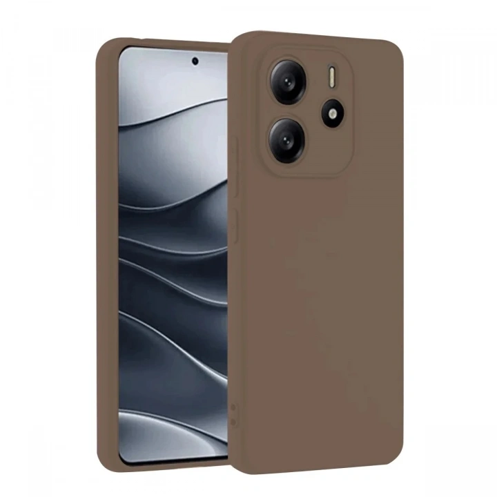 Mey İthalat®   Redmi Note 14 4G Kılıf First Silikon - Kahverengi