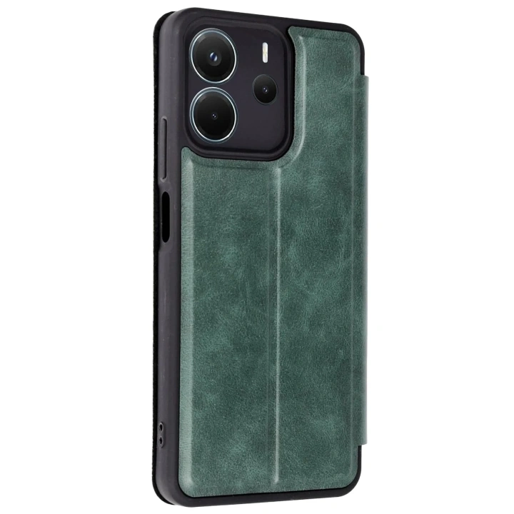 Mey İthalat®   Redmi Note 14 4G Kılıf Flip Cover - Koyu Yeşil