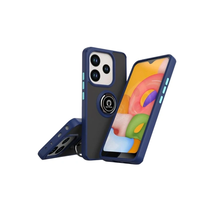 Mey İthalat®   Redmi Note 14 4G Montreal Yüzüklü Silikon Kapak - Lacivert