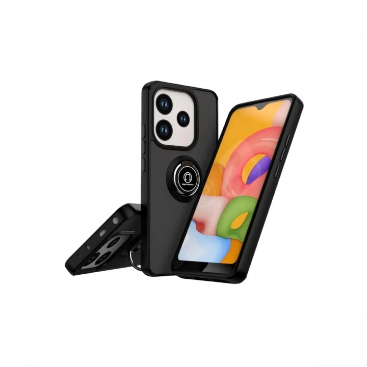 Mey İthalat®   Redmi Note 14 4G Montreal Yüzüklü Silikon Kapak - Siyah