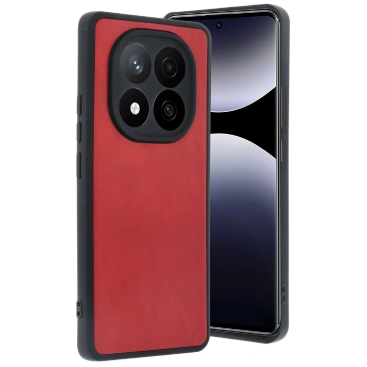 Mey İthalat®   Redmi Note 14 Pro 4G Kılıf Aras Deri Kapak - Kırmızı