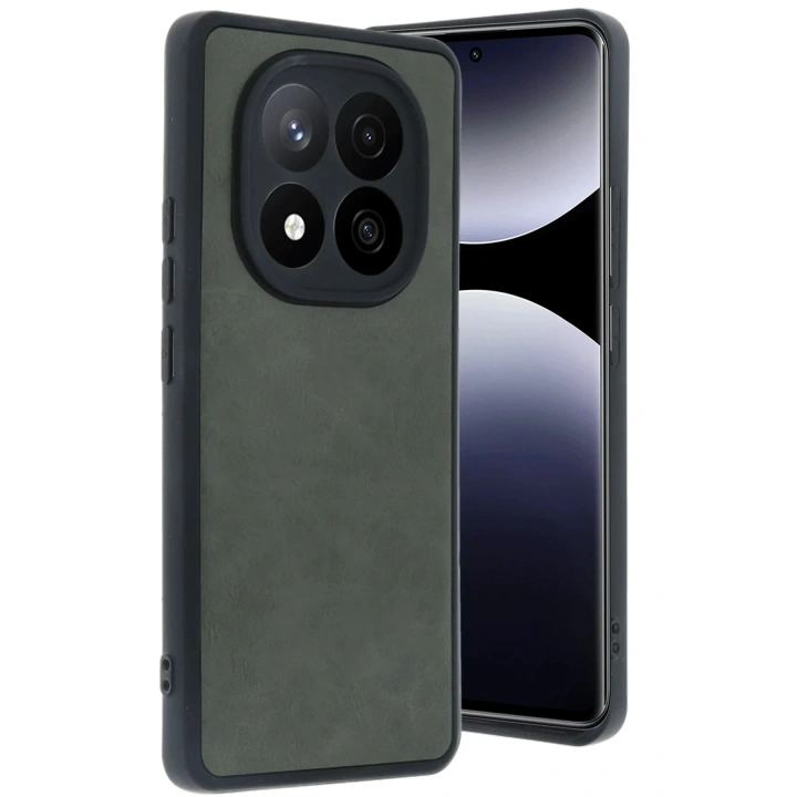 Mey İthalat®   Redmi Note 14 Pro 4G Kılıf Aras Deri Kapak - Koyu Yeşil