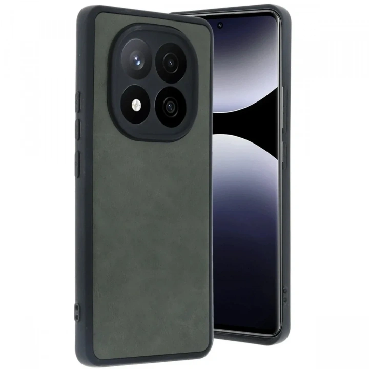 Mey İthalat®   Redmi Note 14 Pro 4G Kılıf Aras Deri Kapak - Koyu Yeşil