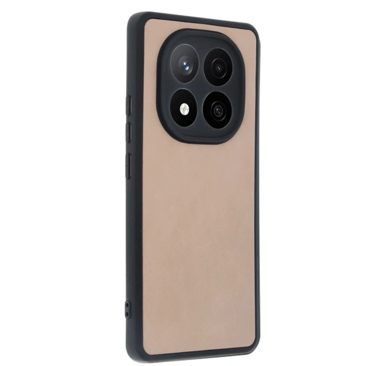 Mey İthalat®   Redmi Note 14 Pro 4G Kılıf Aras Deri Kapak - Pudra