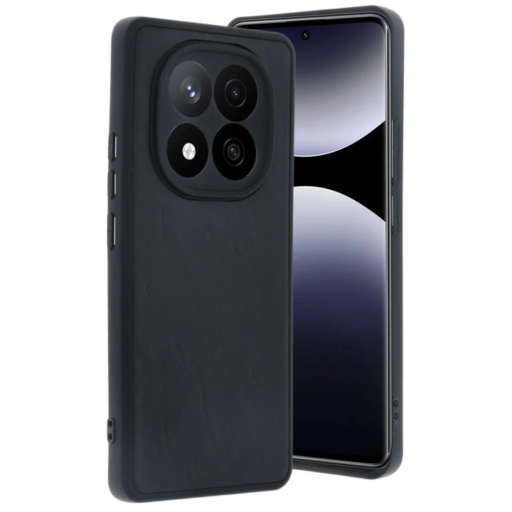 Mey İthalat®   Redmi Note 14 Pro 4G Kılıf Aras Deri Kapak - Siyah