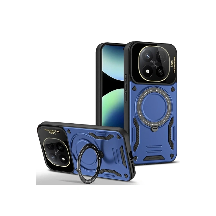 Mey İthalat®   Redmi Note 14 Pro 4G Kılıf Joy Lens Standlı Kapak - Lacivert