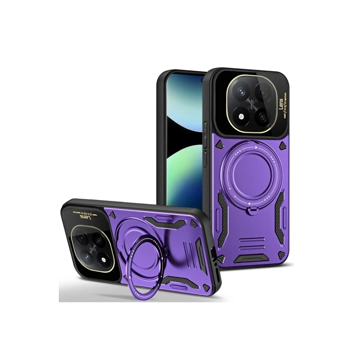 Mey İthalat®   Redmi Note 14 Pro 4G Kılıf Joy Lens Standlı Kapak - Mor