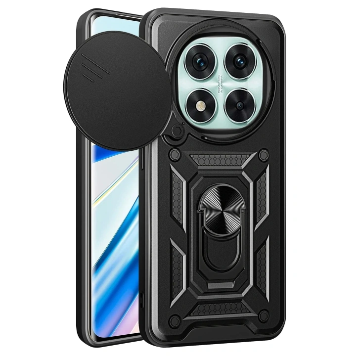 Mey İthalat®   Redmi Note 14 Pro 4G Kılıf Pars Lens Yüzüklü Silikon - Siyah