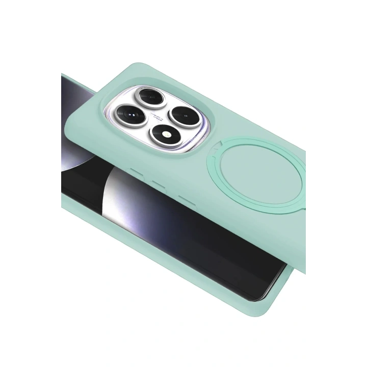 Mey İthalat®   Redmi Note 14 Pro 4G Regal Magsafe Standlı Kapak - Su Yeşili