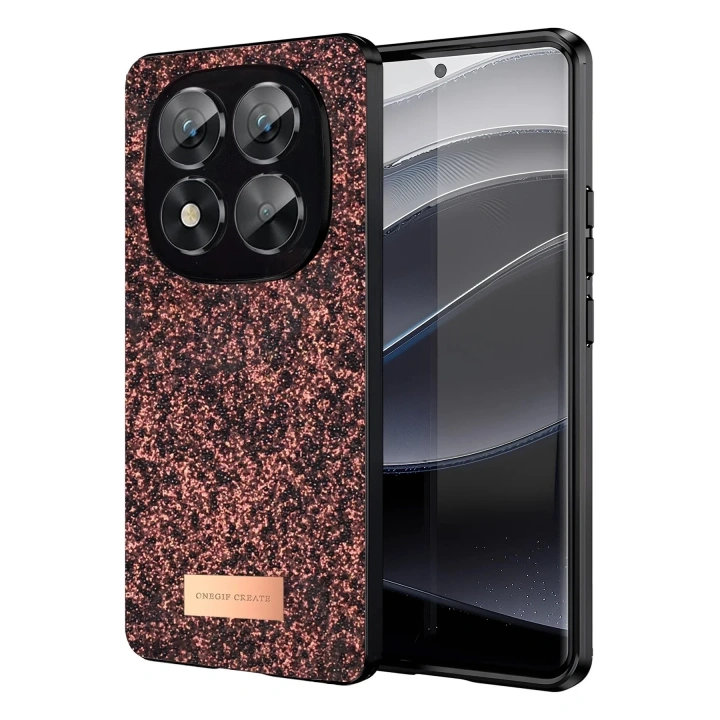 Mey İthalat®   Redmi Note 14 Pro 5G Bright Simli Kapak - Derin Mor
