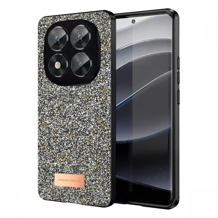 Mey İthalat®   Redmi Note 14 Pro 5G Bright Simli Kapak - Gümüş