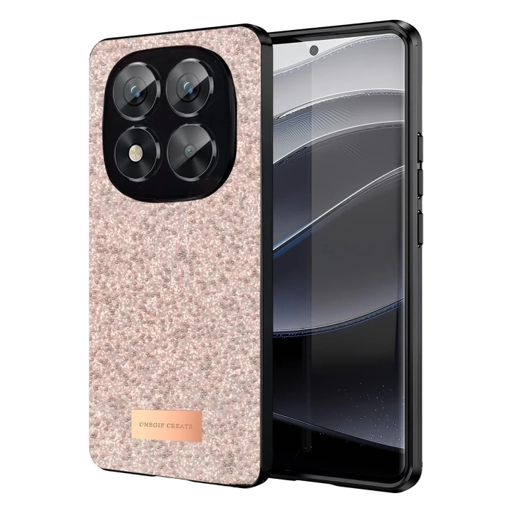 Mey İthalat®   Redmi Note 14 Pro 5G Bright Simli Kapak - Pembe