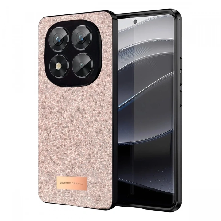 Mey İthalat®   Redmi Note 14 Pro 5G Bright Simli Kapak - Pembe