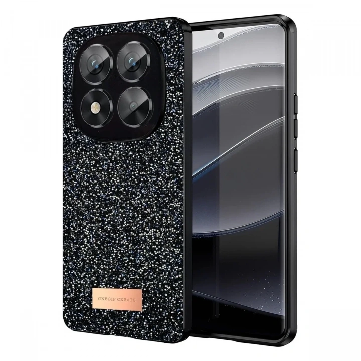 Mey İthalat®   Redmi Note 14 Pro 5G Bright Simli Kapak - Siyah