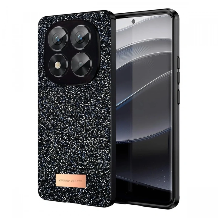 Mey İthalat®   Redmi Note 14 Pro 5G Bright Simli Kapak - Siyah